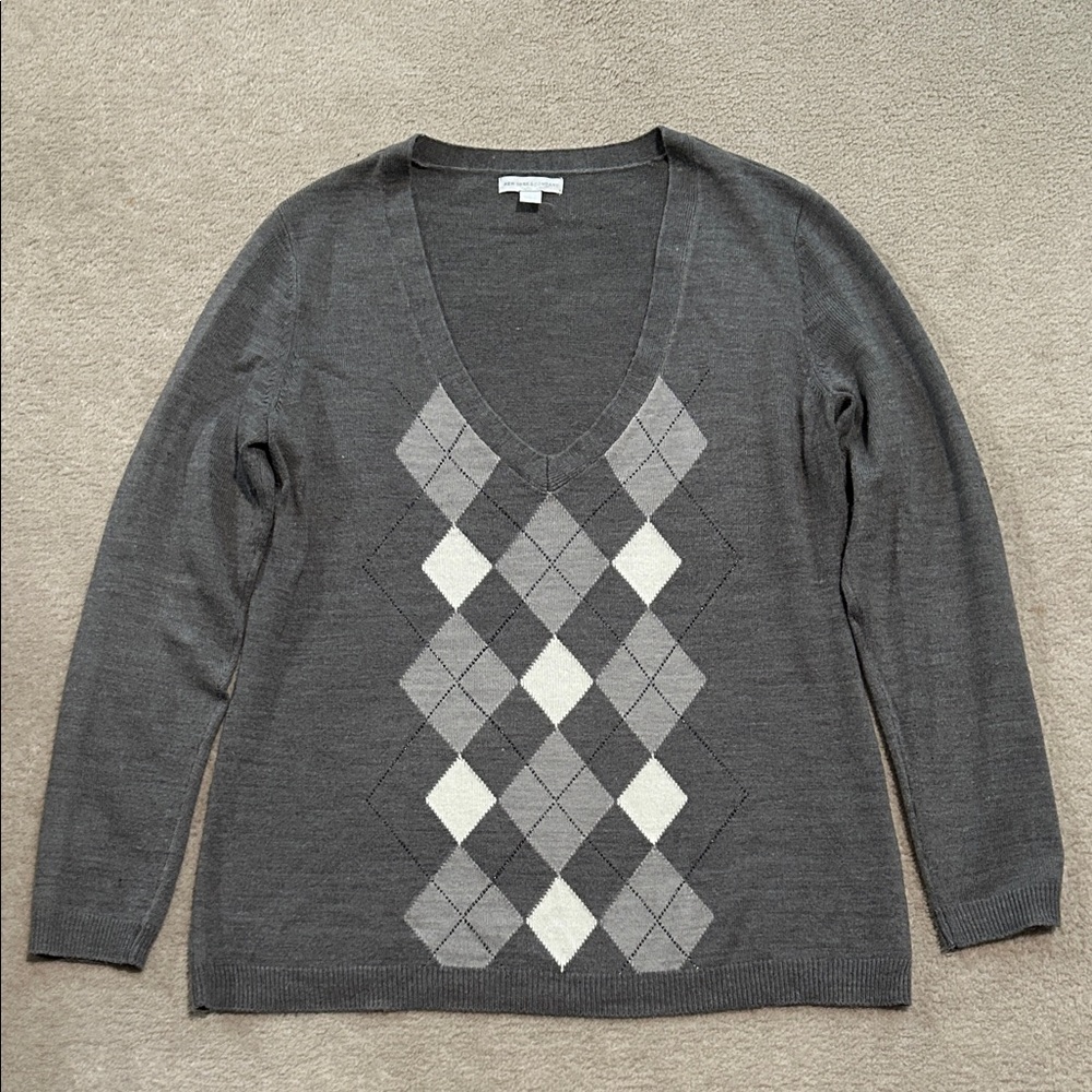 New York & Company Charcoal Argyle 
V-Neck Sweater